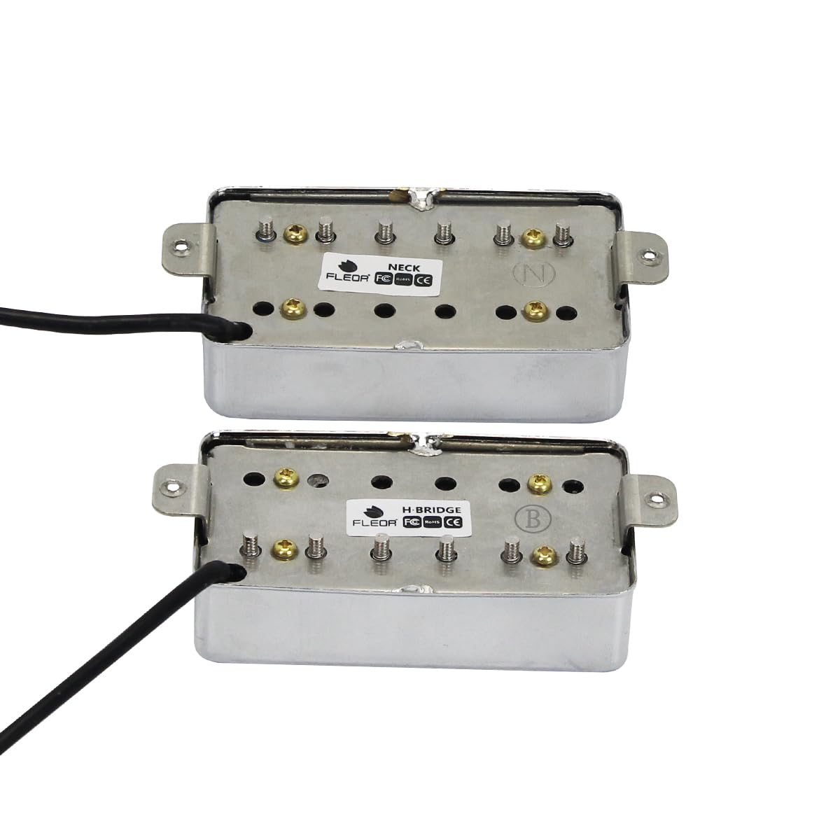 FLEOR Humbucker Pickup Ceramic Guitar Neck + Bridge Pickup Set Chrome Fit LP Style Electric Guitar